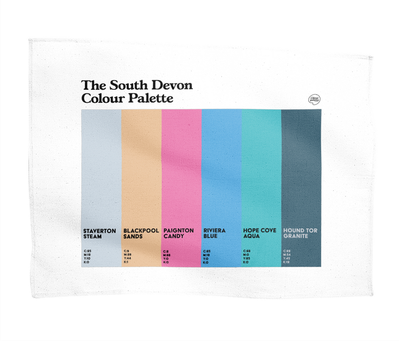 Colours of South Devon Tea Towel