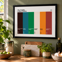 The Dublin Colour Palette poster print framed in a black frame