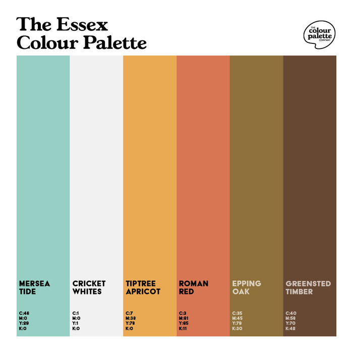 The Essex Colour Palette design featuring six colours representing Essex