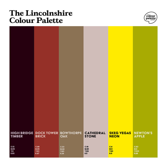 The Lincolnshire Colour Palette design featuring the colours of Lincoln and Lincolnshire