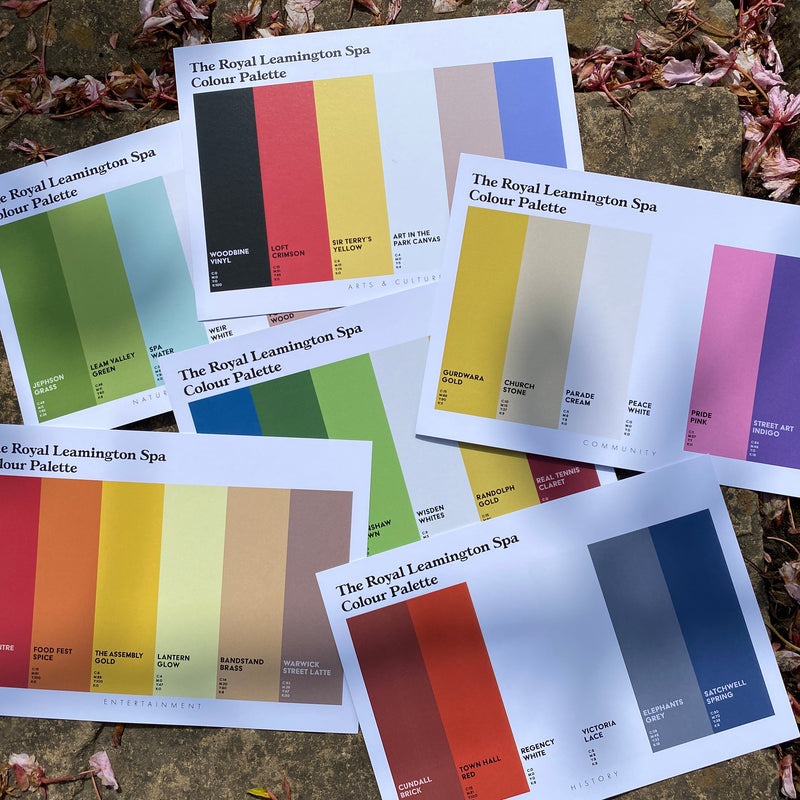 The Royal Leamington Spa Colour Palette – seven art prints