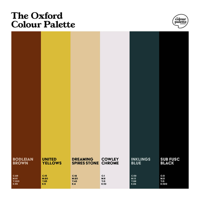 The Oxford Colour Palette design featuring six colours referencing and celebrating the university city