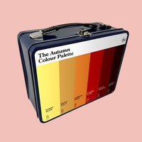 Autumn colour palette metal lunch box retro style