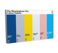 Birmingham City Colour Palette canvas wall art featuring six vertical colour swatches celebrating the history of the Blues.
