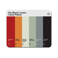Black Country Colour Palette mouse mat featuring six colour swatches celebrating the area’s mining, metalworking and industrial heritage.