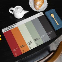 Black Country Colour Palette dining placemat featuring six colours celebrating the region’s industrial heritage, orange chips and historic landmarks.