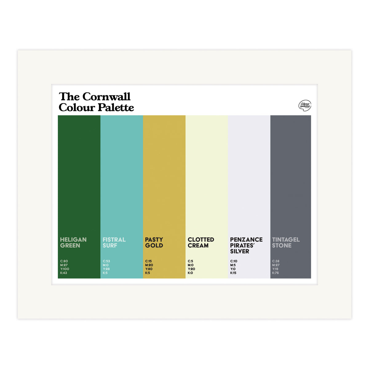 The Cornwall Colour Palette Mounted Art Print