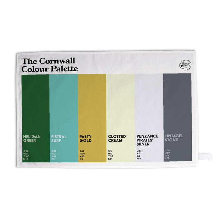 Cornwall tea towel featuring the Cornwall Colour Palette