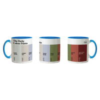 Derby Colour Palette porcelain coffee mug featuring six colour swatches celebrating Derby’s famous landmarks, football and local history.