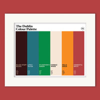 Dublin Colour Palette mounted art print featuring six colours inspired by Dublin, Ireland