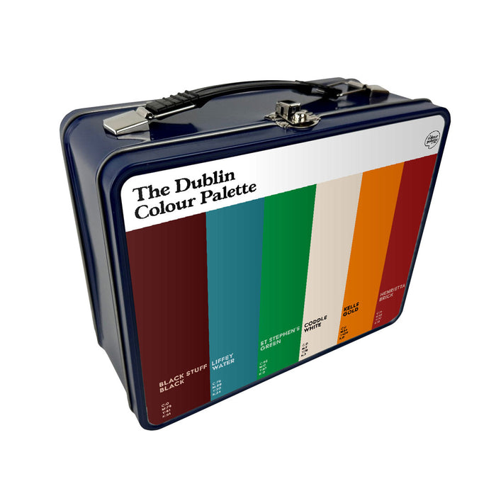 Retro metal lunch box featuring the colours of Dublin and The Dublin Colour Palette