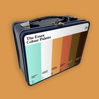 Essex Colour Palette metal lunch box featuring six heritage colours inspired by Mersea Island, Essex cricket, Tiptree, Colchester and Epping Forest.