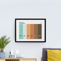 Essex Colour Palette framed wall art featuring six colours inspired by Mersea Island, Essex cricket, Tiptree, Colchester, Epping Forest and Greensted.