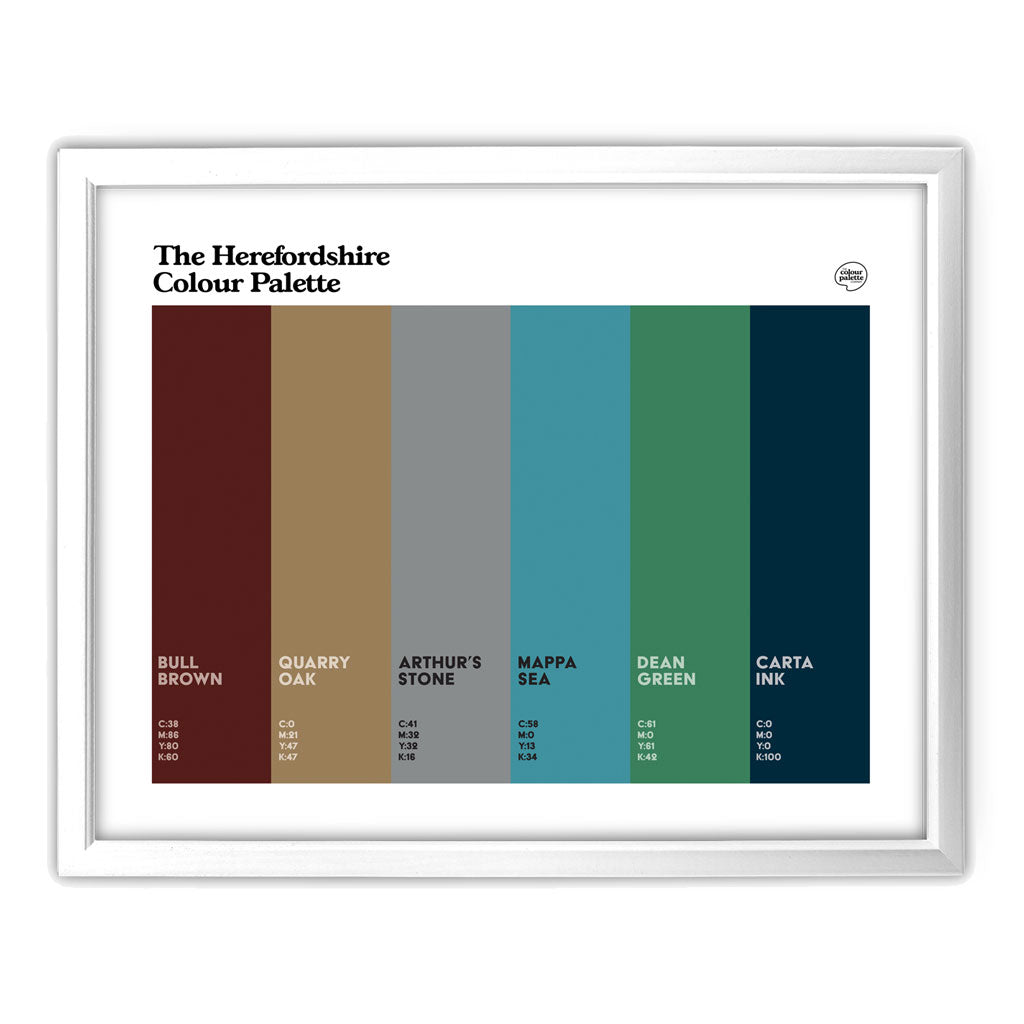 Herefordshire Art Print - White Frame