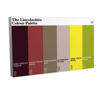 Lincolnshire Colour Palette canvas wall art featuring six colours inspired by Lincoln Cathedral, Grimsby Dock Tower and Skegness.