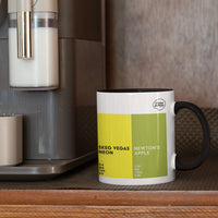 Lincolnshire Colour Palette porcelain mug with six colour swatches celebrating Lincoln Cathedral, Grimsby Dock Tower and Skegness.