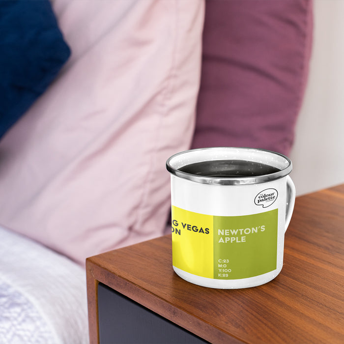 Lincolnshire Colour Palette enamel camping mug featuring colours inspired by Lincoln Cathedral, Grimsby, Skegness and the county’s landmarks.