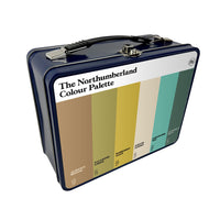 Northumberland retro style metal lunchbox featuring the colours of Northumberland