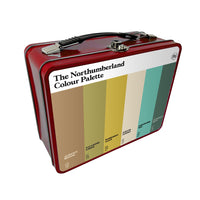 Northumberland retro style metal lunchbox featuring the colours of Northumberland