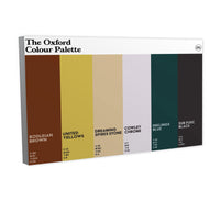 Oxford Colour Palette canvas wall art featuring six colours inspired by Oxford University, the Bodleian Library, Dreaming Spires, Oxford United and literary history.