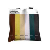 Oxford Colour Palette cotton tote shopping and book study bag with six colour swatches inspired by Oxford University, the Bodleian Library, Oxford United and the Dreaming Spires.