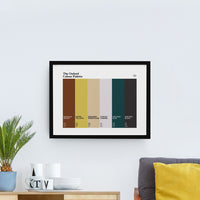 Oxford Colour Palette framed wall art featuring six colours inspired by Oxford University, the Bodleian Library, Oxford United, Dreaming Spires and academic traditions.