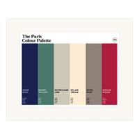 Paris Colour Palette mounted art print with off-white mount and six colours celebrating the Seine, Monet’s gardens and famous Paris landmarks