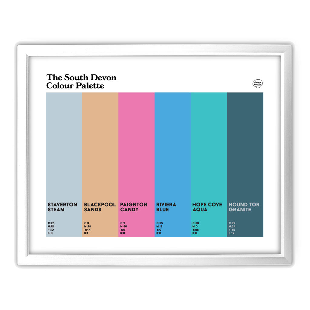 South Devon Art Print - White Frame