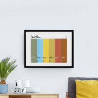 Suffolk Colour Palette framed wall art featuring six colours inspired by Suffolk’s coastline, John Constable, Sutton Hoo and local heritage.