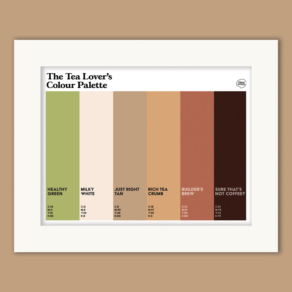 The Tea Lovers Colour Palette Mounted Art Print Gift for Tea Drinkers