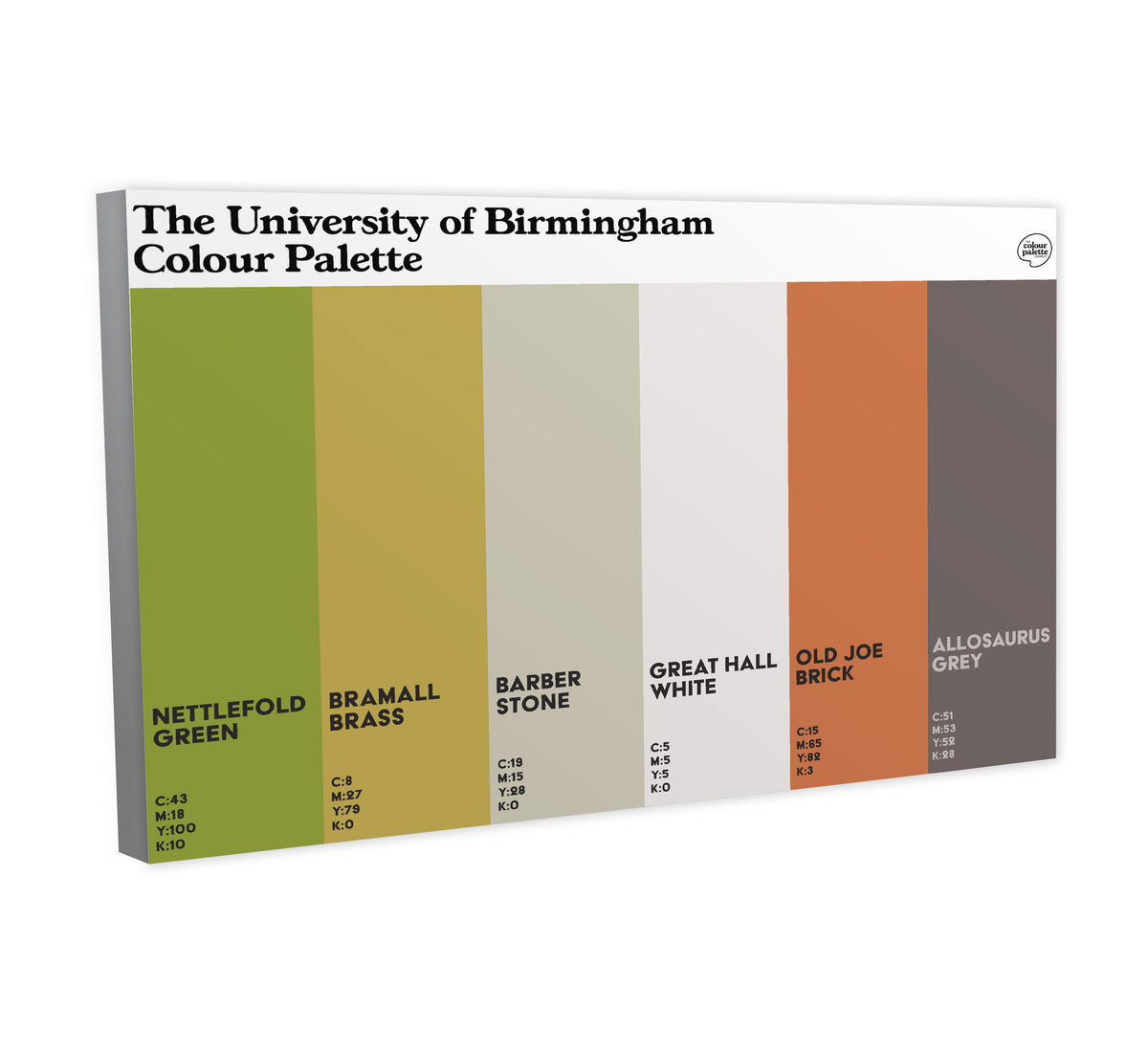 University of Birmingham canvas wall art featuring the colours of the university