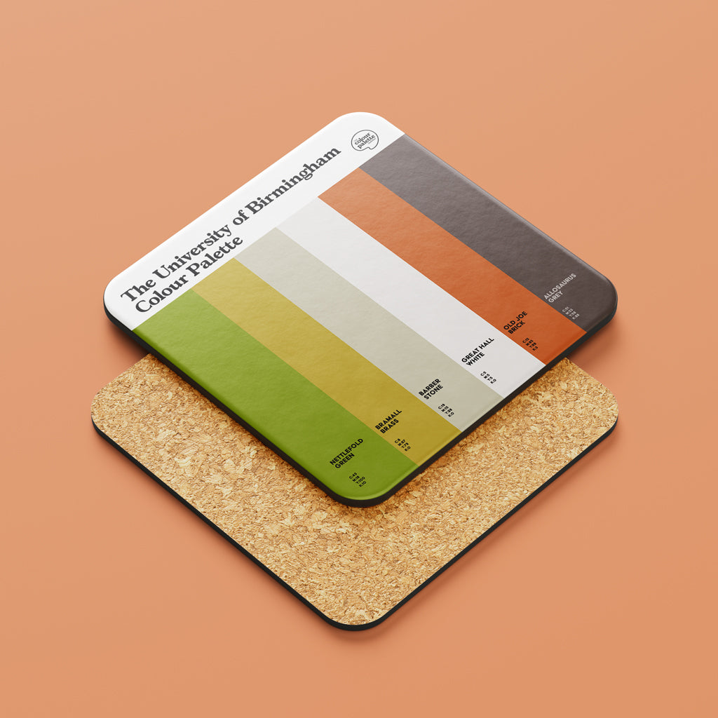 University of Birmingham Coaster featuring the colours of the university