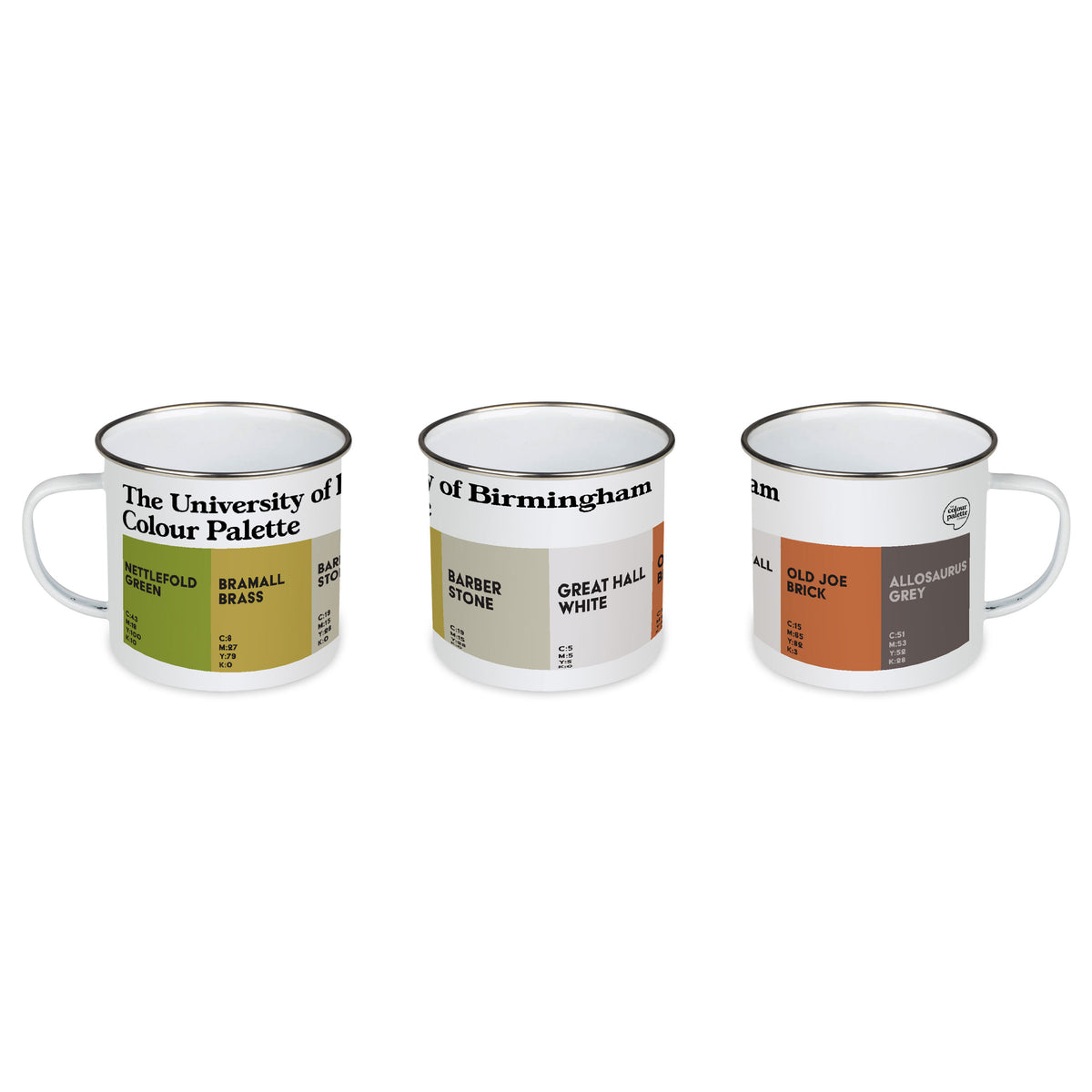 University of Birmingham enamel mug gift featuring the colours of the university