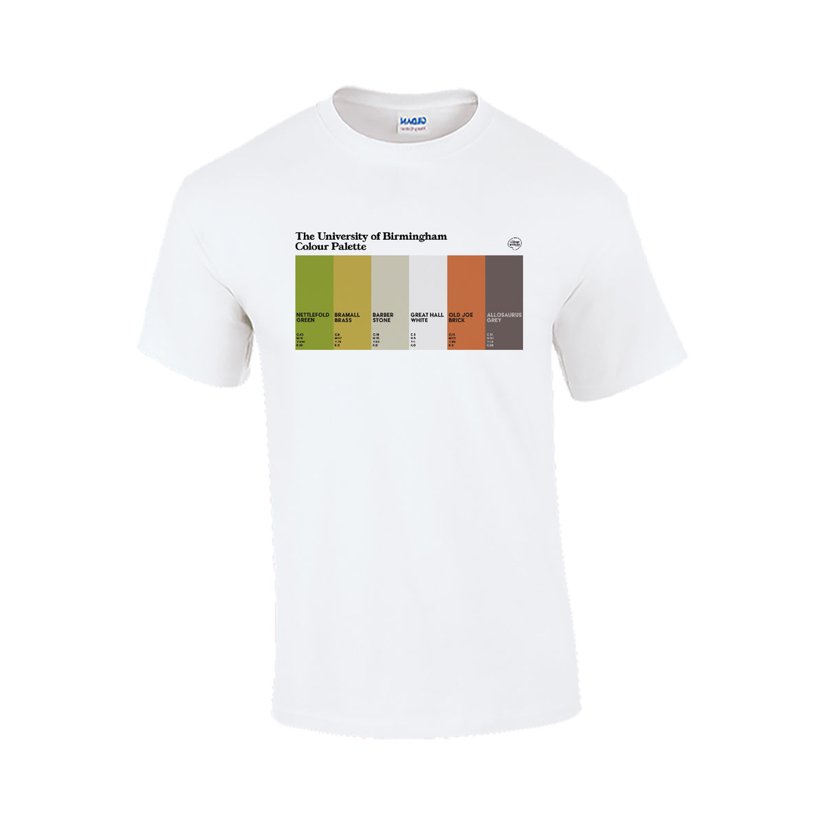 University of Birmingham T-shirt featuring the colours of the university