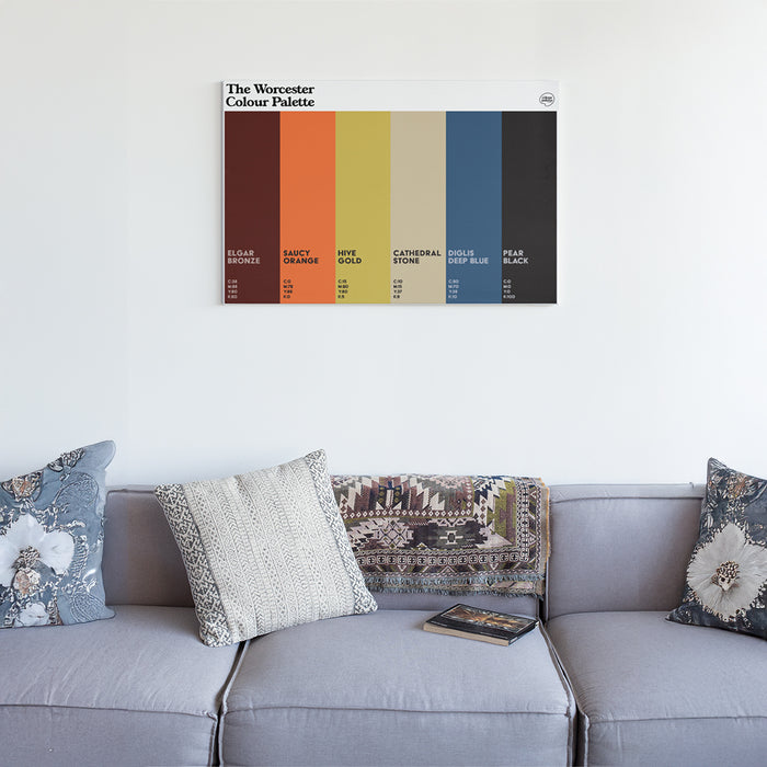 Worcester canvas wall art featuring the colours of Worcester
