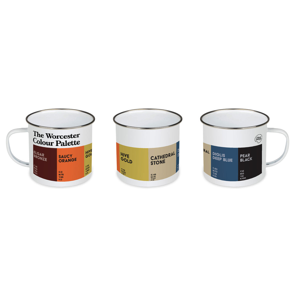 Worcester Enamel Mug featuring the colours of Worcester for outdoors camping