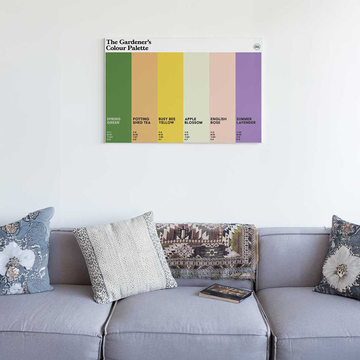 gardeners art canvas wall art featuring the colours of gardening