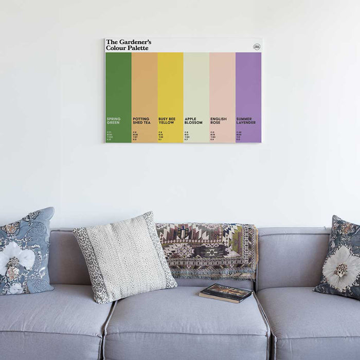 gardeners art canvas wall art featuring the colours of gardening