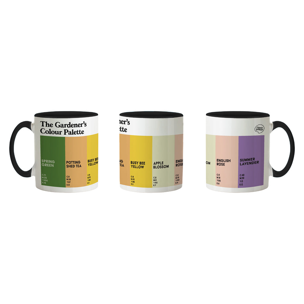 Gardeners mug featuring the colours of gardening