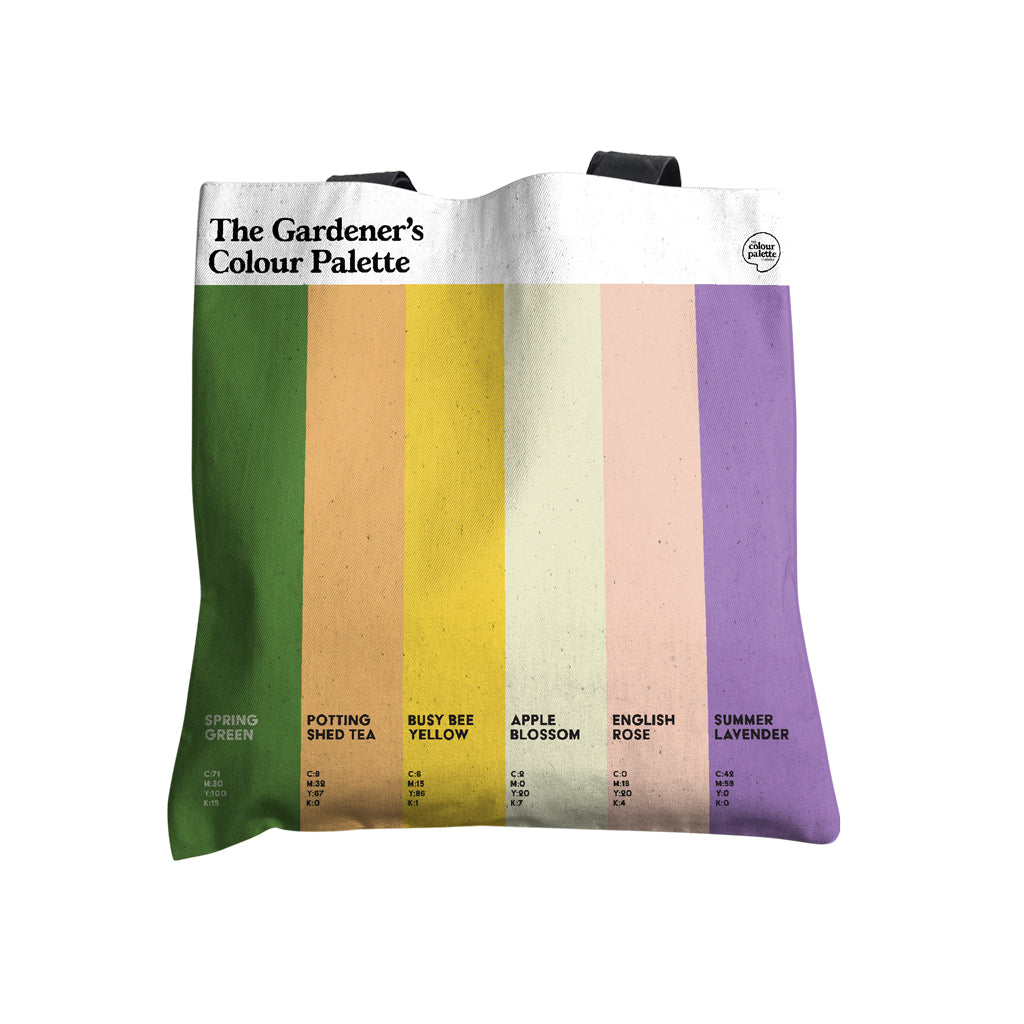 gardeners tote shopping bag gift featuring the colours of gardening