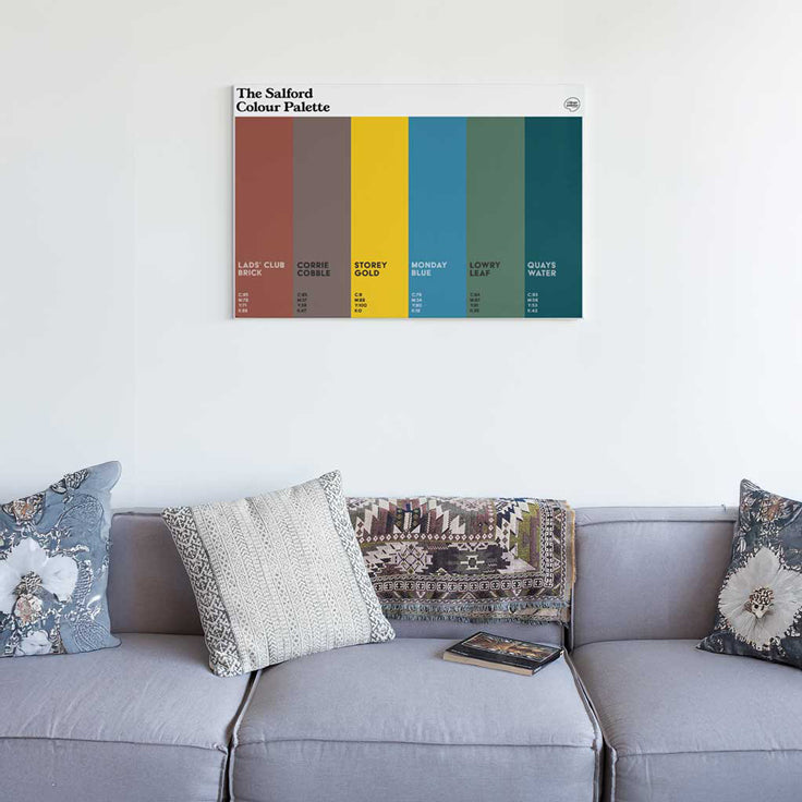 Salford wall art canvas featuring the colours of Salford