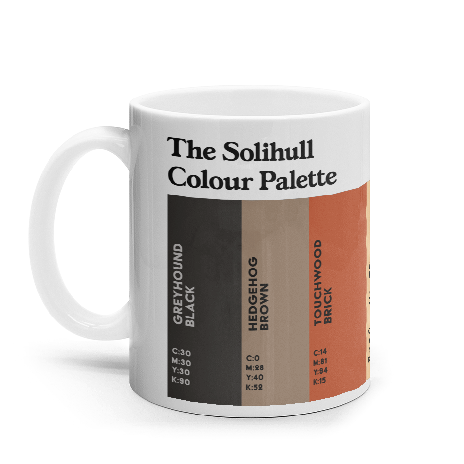 Solihull Colour Palette Mug – Greyhound Black to Moors Yellow | Solihull Gifts