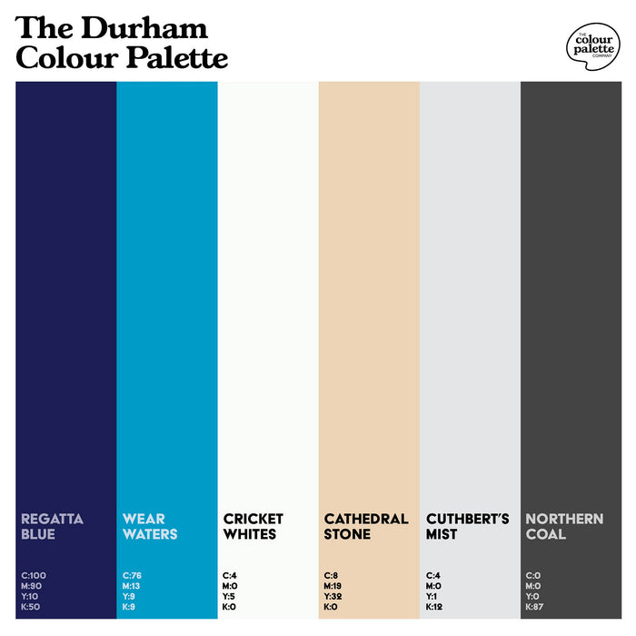 The Durham Colour Palette design featuring six colours referencing historic Durham