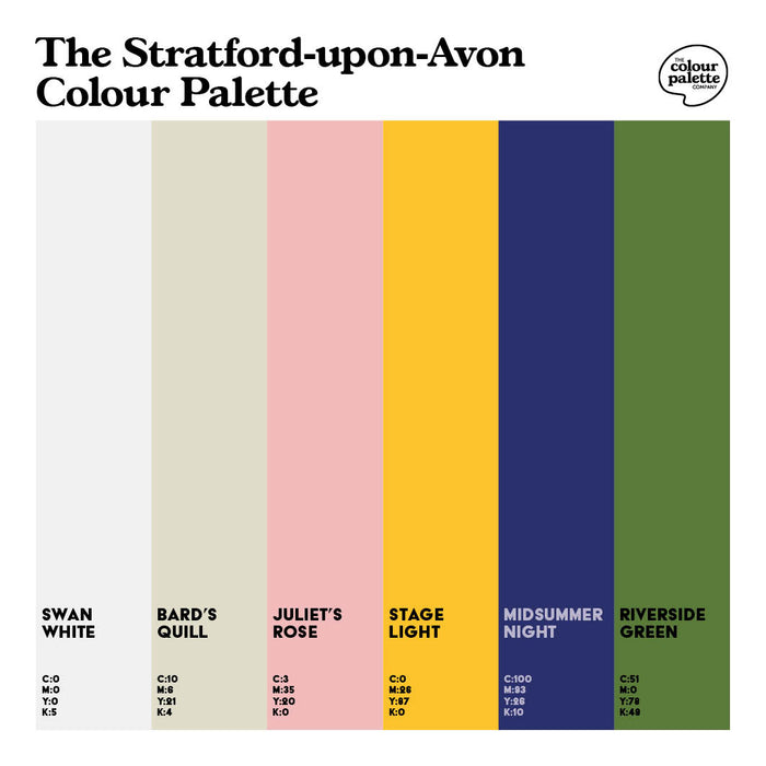 The Stratford Upon Avon Colour Palette design of six colours of Stratford representing the Warwickshire town