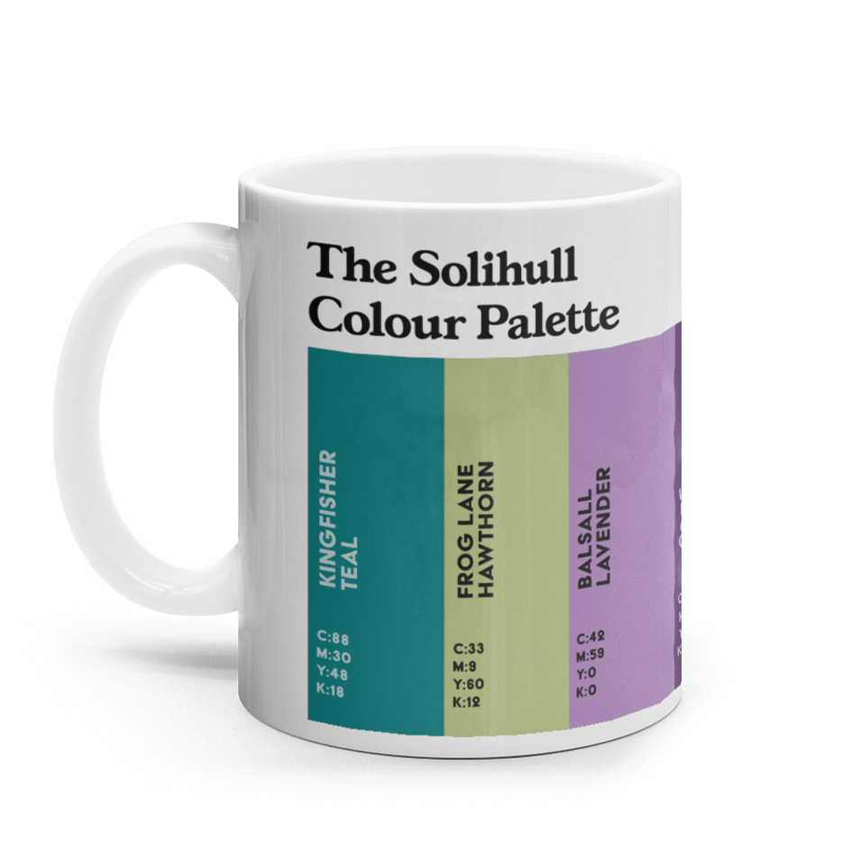 The Solihull Colour Palette Mug – Kingfisher Teal to Soily Hill Brown