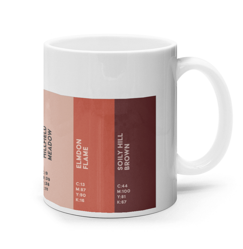 The Solihull Colour Palette Mug – Kingfisher Teal to Soily Hill Brown