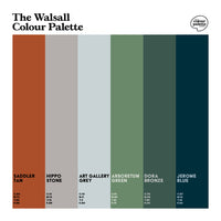 The Walsall Colour Palette design featuring six colours that represent Walsall in the West Midlands