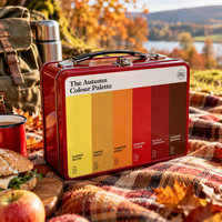 autumn colour palette retro metal lunch box