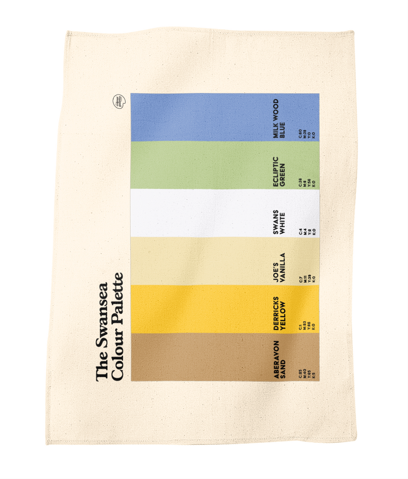 The colours of Swansea on the Swansea Colour Palette tea towel