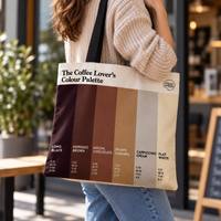coffee lovers tote bag featuring the colours of coffee